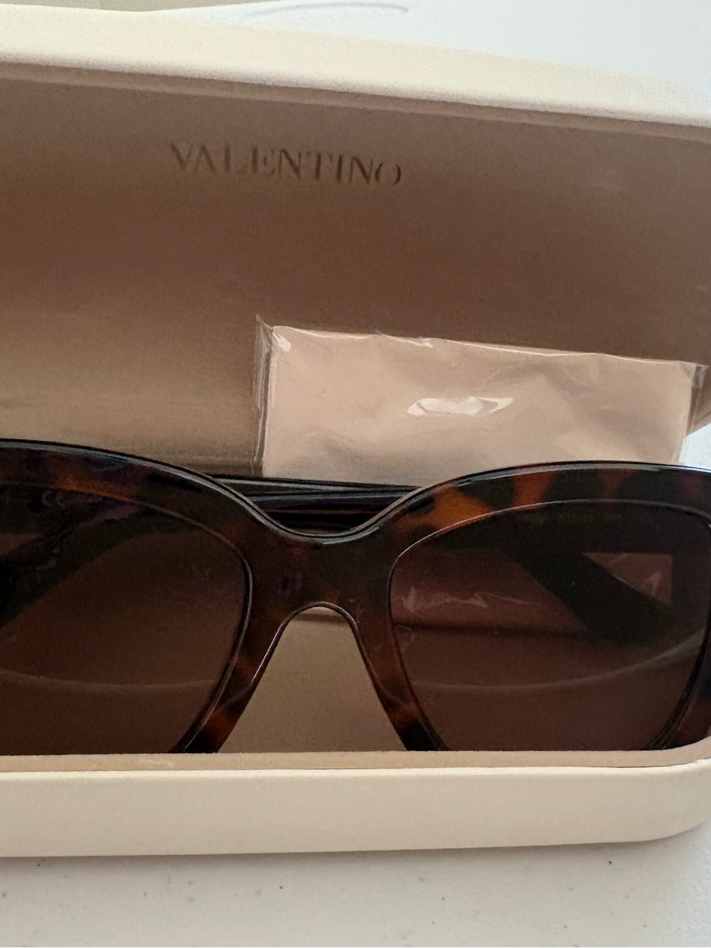 Valentino Tortoiseshell Acetate Sunglasses with Brown Lenses